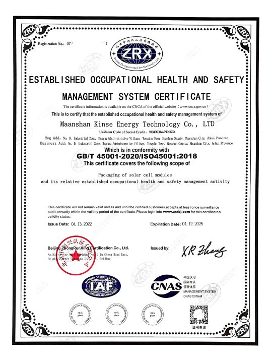 ISO45001 cert Certificate